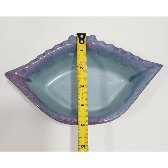 Crab Shaped Dish Bowl Art Pottery Glazed Stoneware Signed 8" Coastal Nautical - Picture 9 of 13